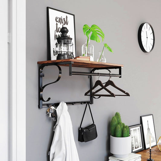Hallway Coat Stand Industrial Clothes Rail Hanging Hat Storage Shelving Unit