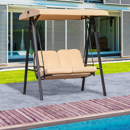 Garden Swing Bench Outdoor Hanging Chair 2 Seater Canopy Patio Lounger Metal