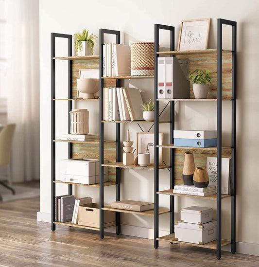 Modern Large Bookcase Industrial Shelving Unit Slim Display Storage Bookshelf