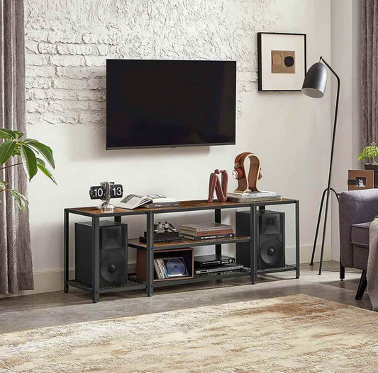Industrial TV Stand Large Media Storage Cabinet Metal Rustic Lounge Console Table