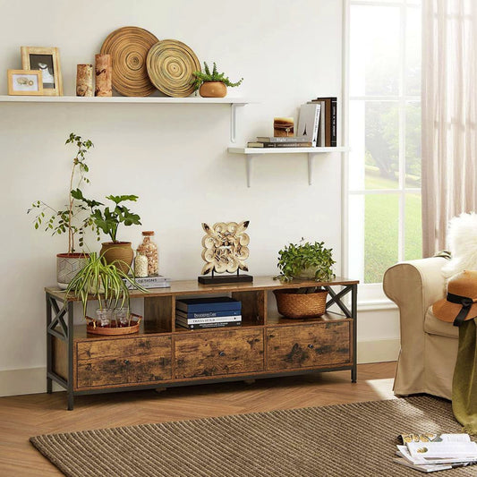 Industrial TV Stand Large Media Storage Cabinet Living Room Low Console Table