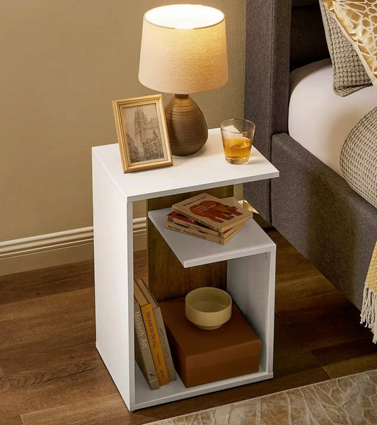 Modern Side Table Versatile End Sofa Unit Minimalistic Nightstand Book Storage