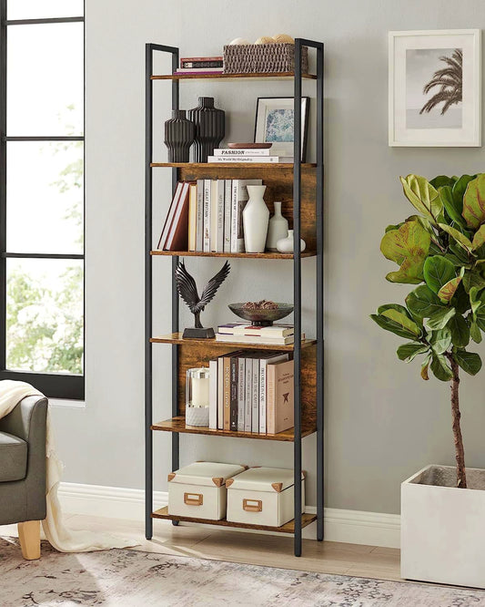Modern Tall Bookcase Industrial Shelving Unit Home Office Storage Bookshelf