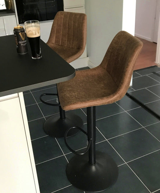 Vintage Bar Stool Set Swivel High Seat PU Leather Breakfast Kitchen Dining Pub Chair