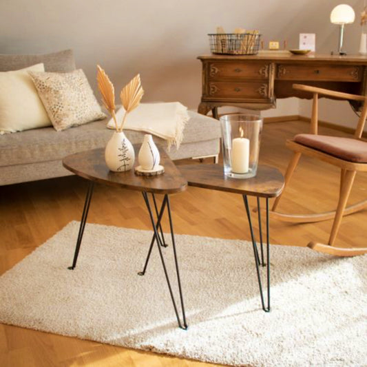 Industrial Side Table Set Vintage End Coffee Table Lounge Sofa Furniture Rustic Metal