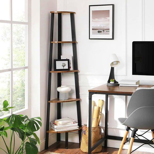 Ladder Shelving Unit Industrial Corner Bookcase Modern Home Storage Furniture
