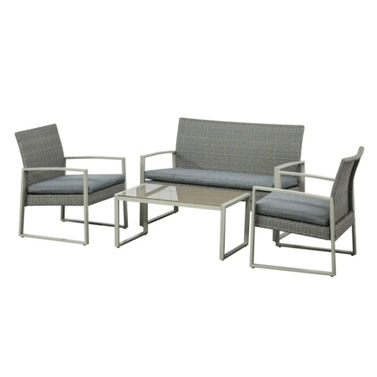 Garden Bistro Set Modern Patio Sofa Grey Coffee Side Table Outdoor Lounger Chair
