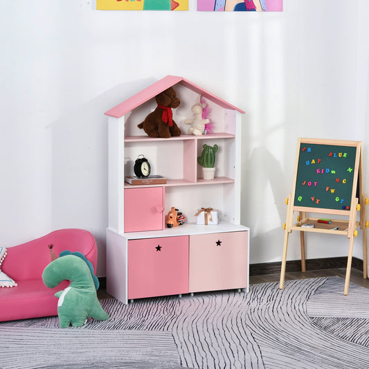Kids Toys Storage Unit Girls Large Dollhouse White Bookcase Montessori Furniture