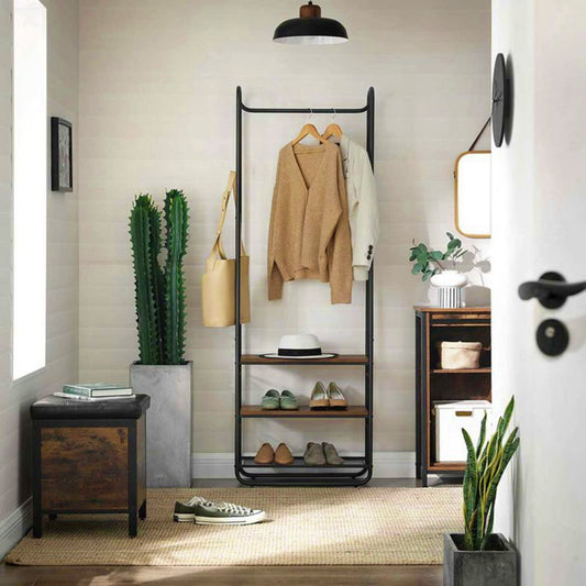Industrial Open Closet Vintage Coat Stand Hallway Shoe Cabinet Clothes Rail Modern Wardrobe 