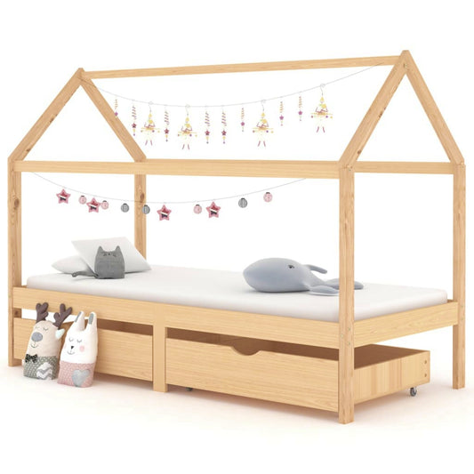 Kids Room Bed Frame Wooden House Style Tent Bedstead Children Cottage Playhouse