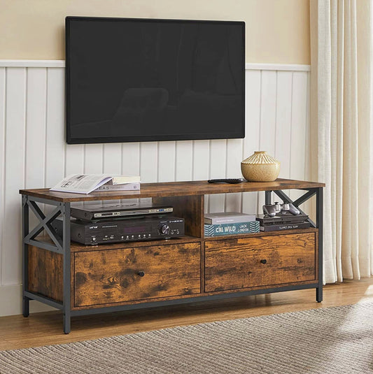 Modern TV Stand Large Media Storage Cabinet Industrial Living Room Console Table