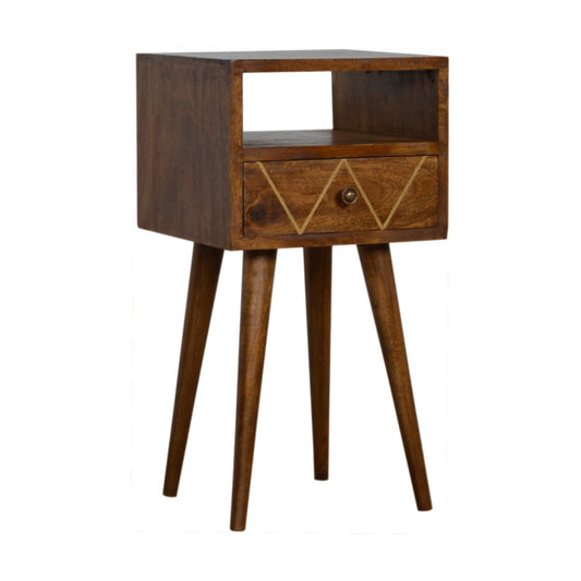 Small Side Table Retro Wooden Nightstand Mini Console Table Mid Century Telephone Stand
