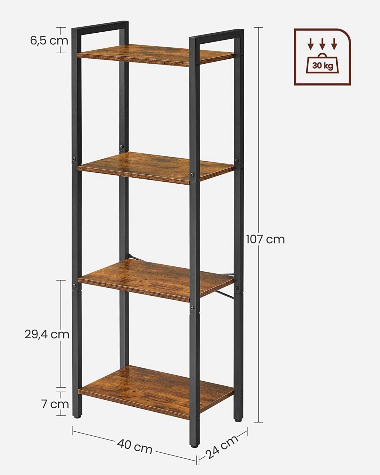Small Industrial Bookcase Slim Shelving Unit Modern Metal Wood Storage Bookshelf