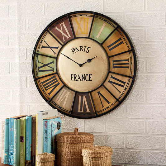 Vintage Wall Clock Industrial Large Metal Home Office Decor Round Kitchen Timer