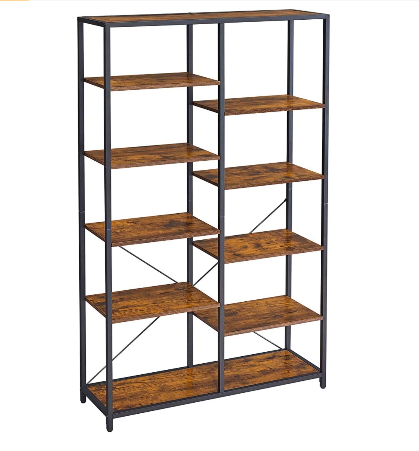 Industrial Tall Bookcase Modern Shelving Unit Wood Metal Room Divider Storage