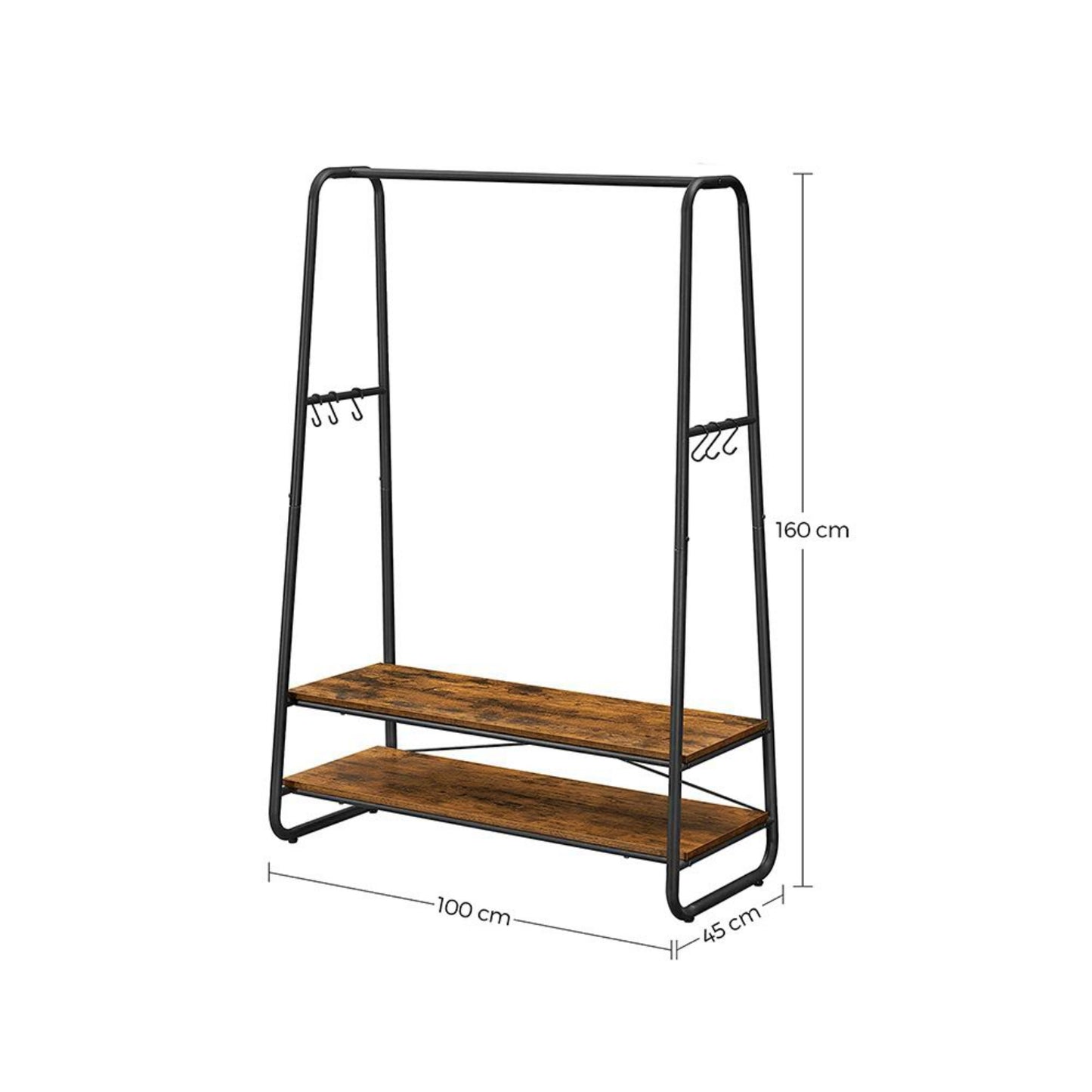 Industrial Clothes Rail Vintage Coat Hat Rack Hallway Shelving Unit Shoe Storage