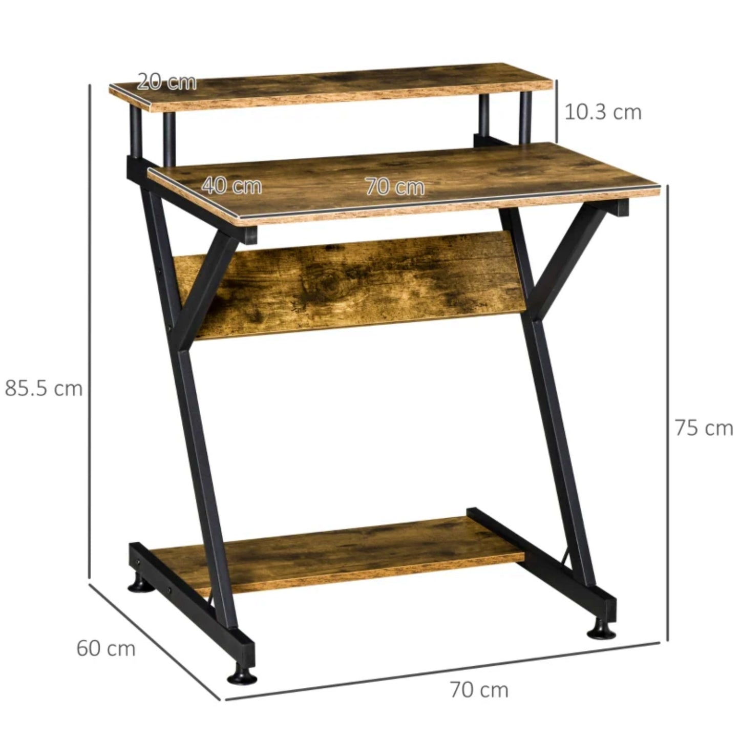 Compact Computer Desk Industrial Laptop Storage Stand Space Saving Writing Unit