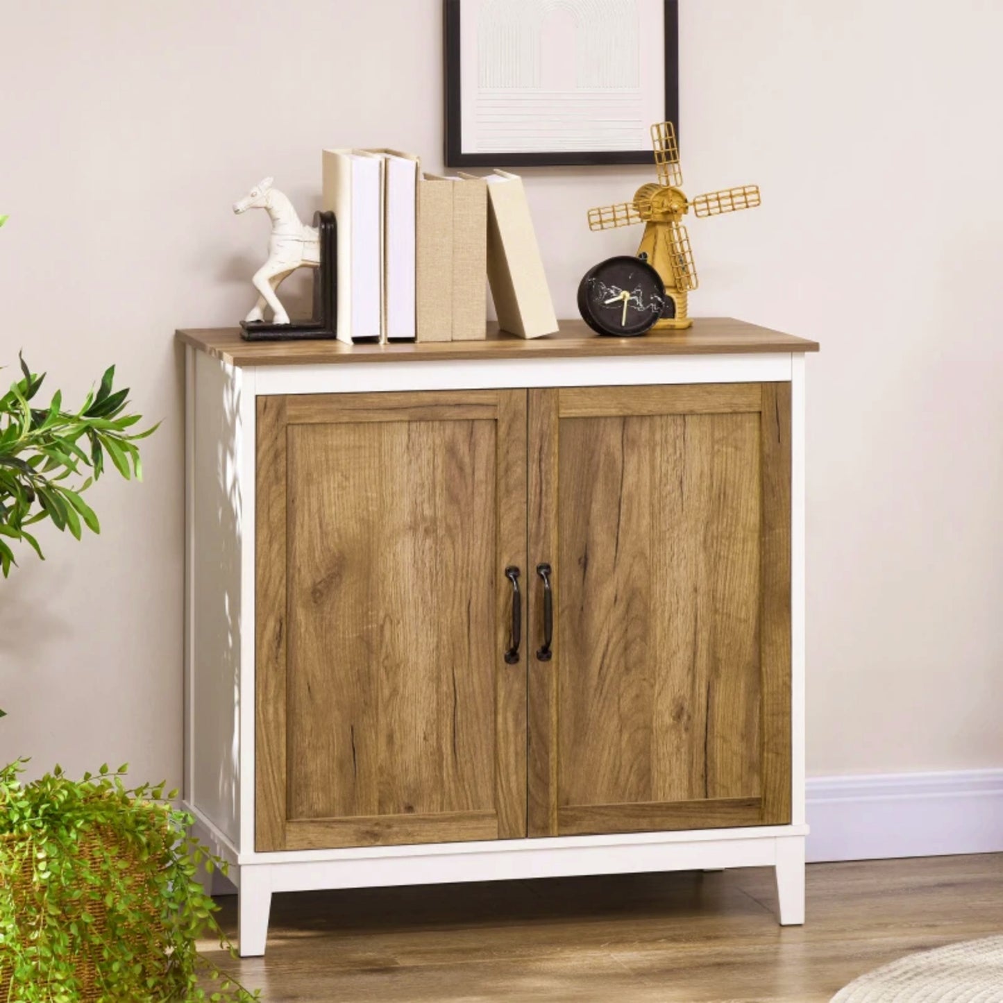 Country Storage Cabinet Rustic Small Sideboard Modern Kitchen Cupboard Console