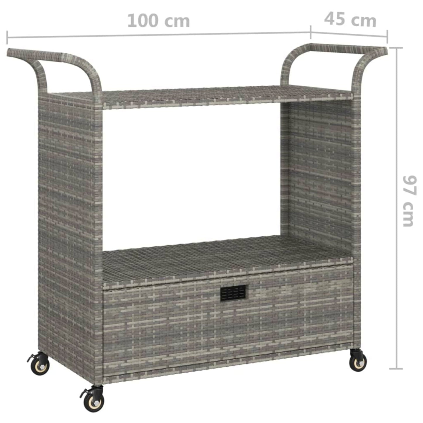 Copy of Garden Drinks Trolley Rattan Grey Outdoor Storage Cart Patio Bar Serving Table