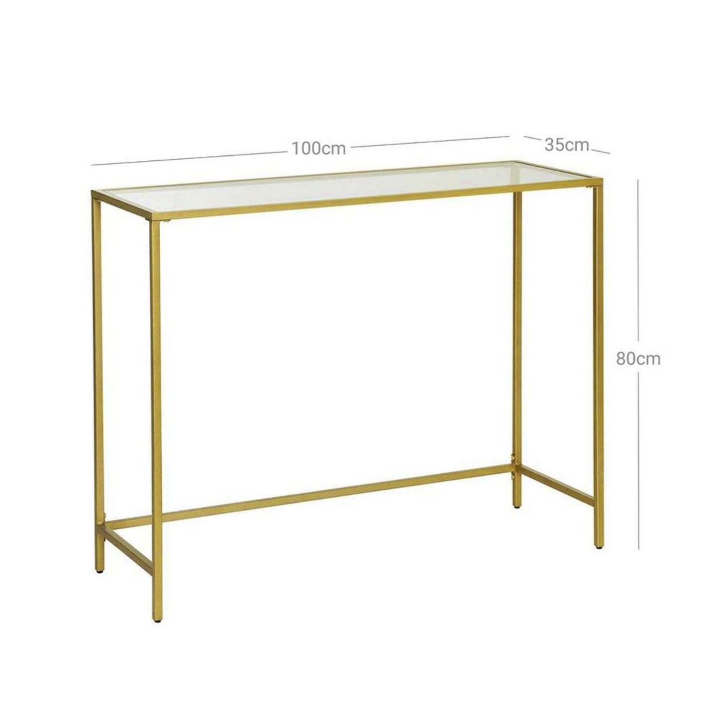 Glass Console Table Narrow Modern Hallway Cabinet Sofa End Storage Unit Metal Gold