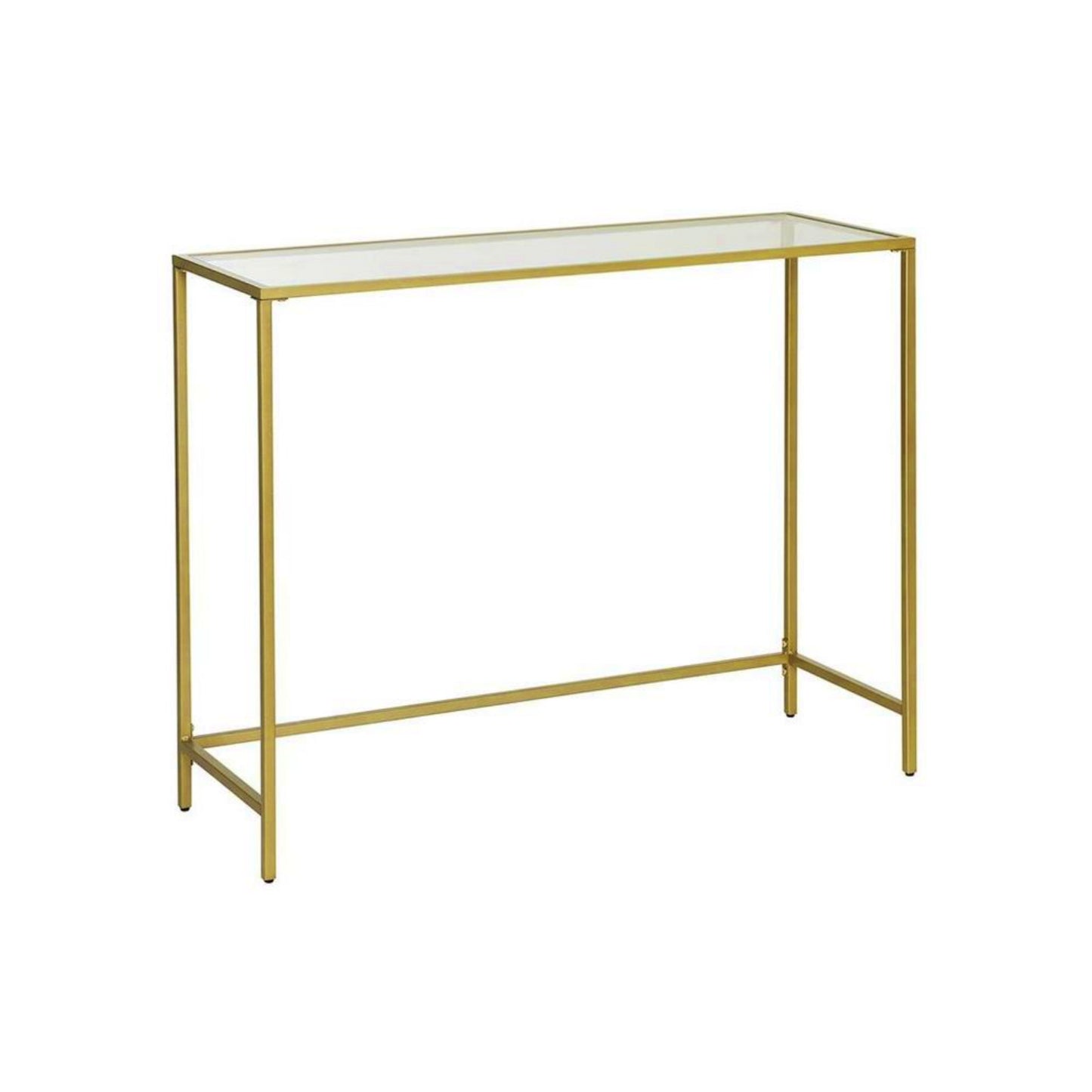 Glass Console Table Narrow Modern Hallway Cabinet Sofa End Storage Unit Metal Gold