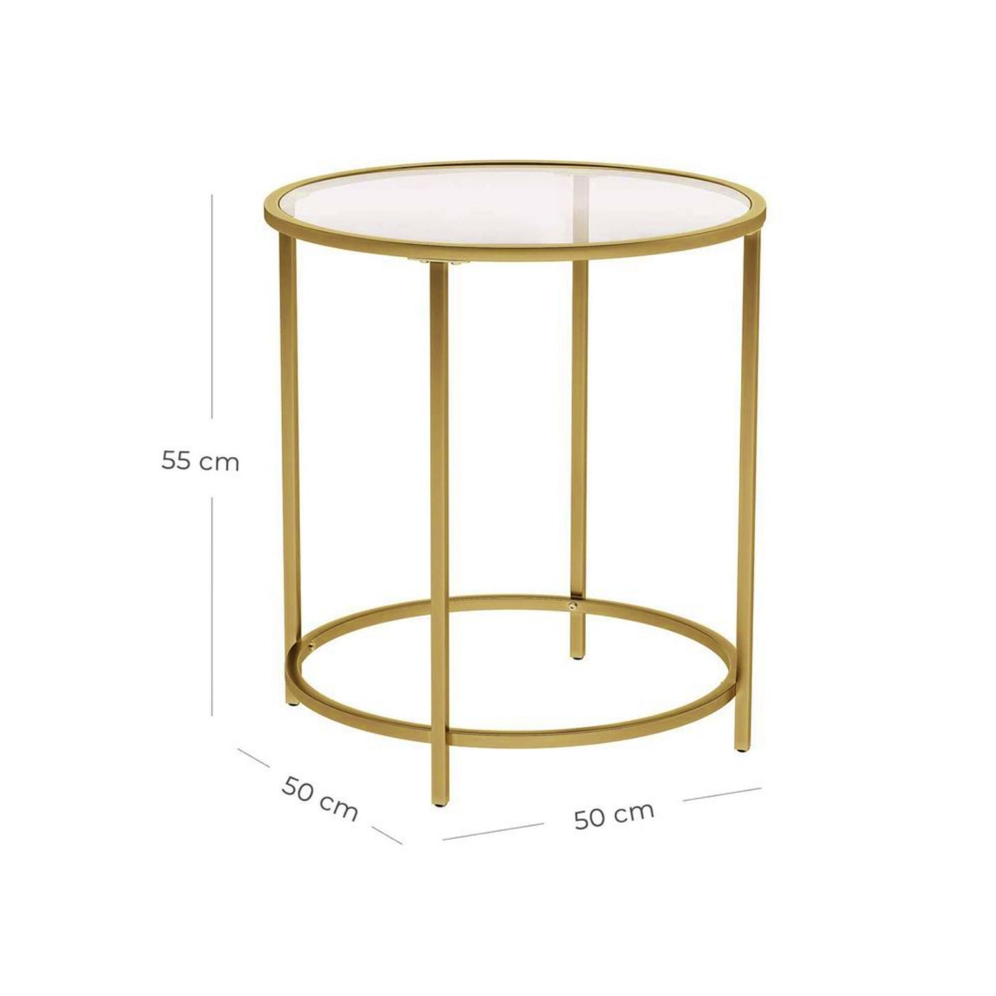 Glass Side Table Modern Gold Clear Top Contemporary Metal End Coffee Stand