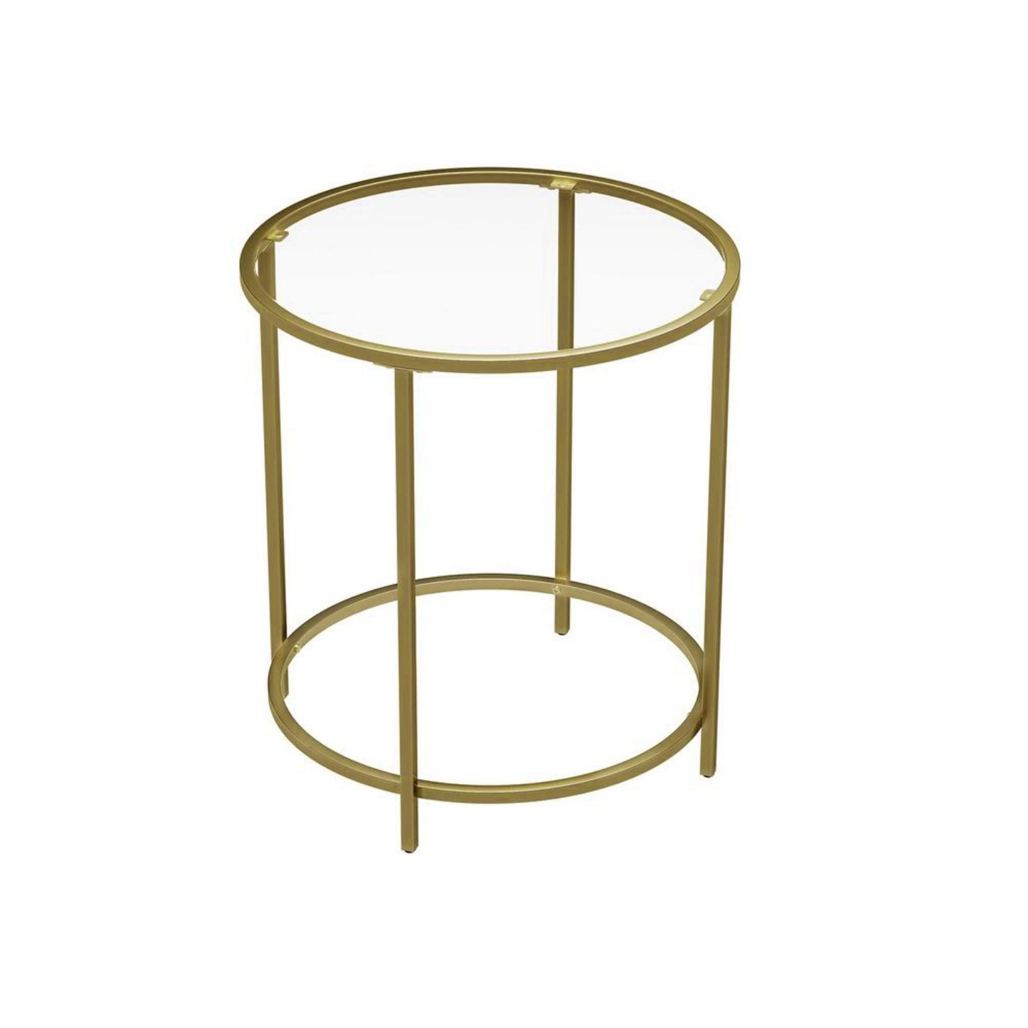 Glass Side Table Modern Gold Clear Top Contemporary Metal End Coffee Stand