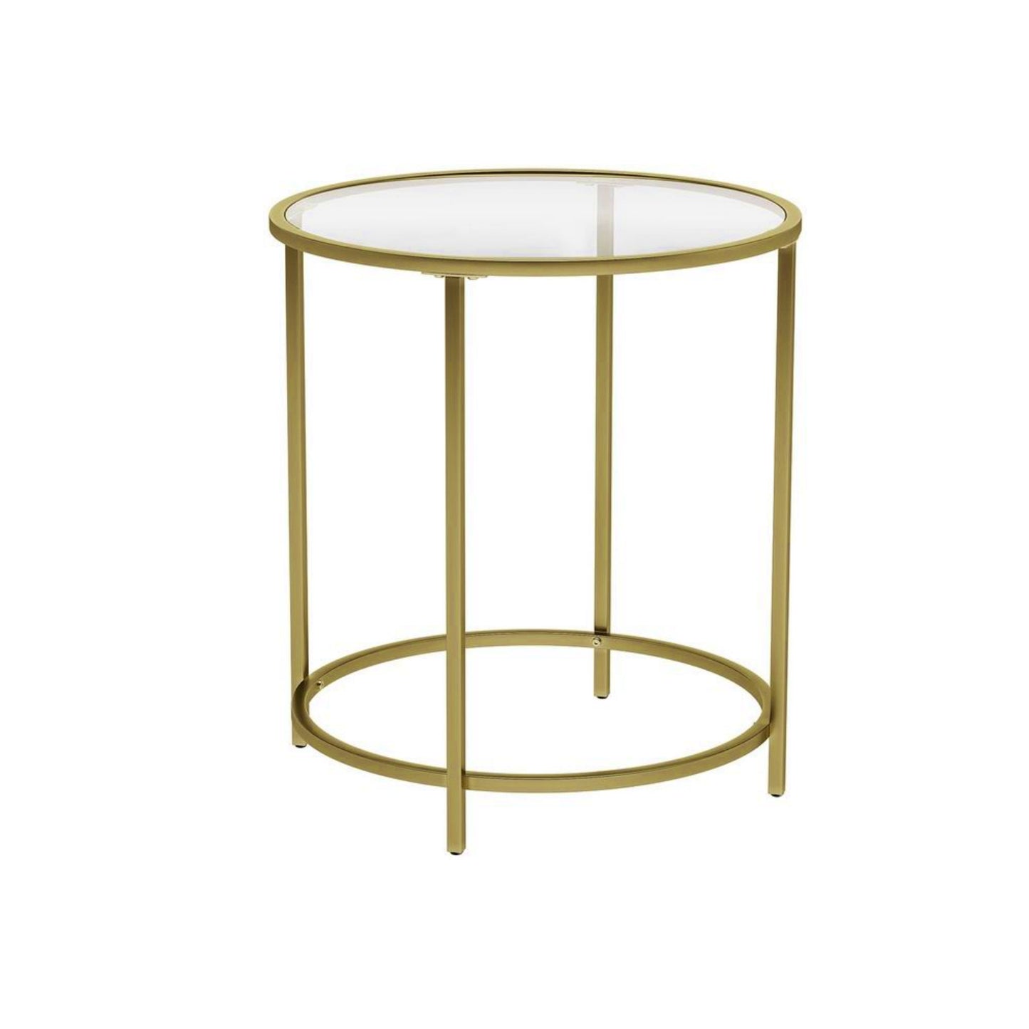 Glass Side Table Modern Gold Clear Top Contemporary Metal End Coffee Stand