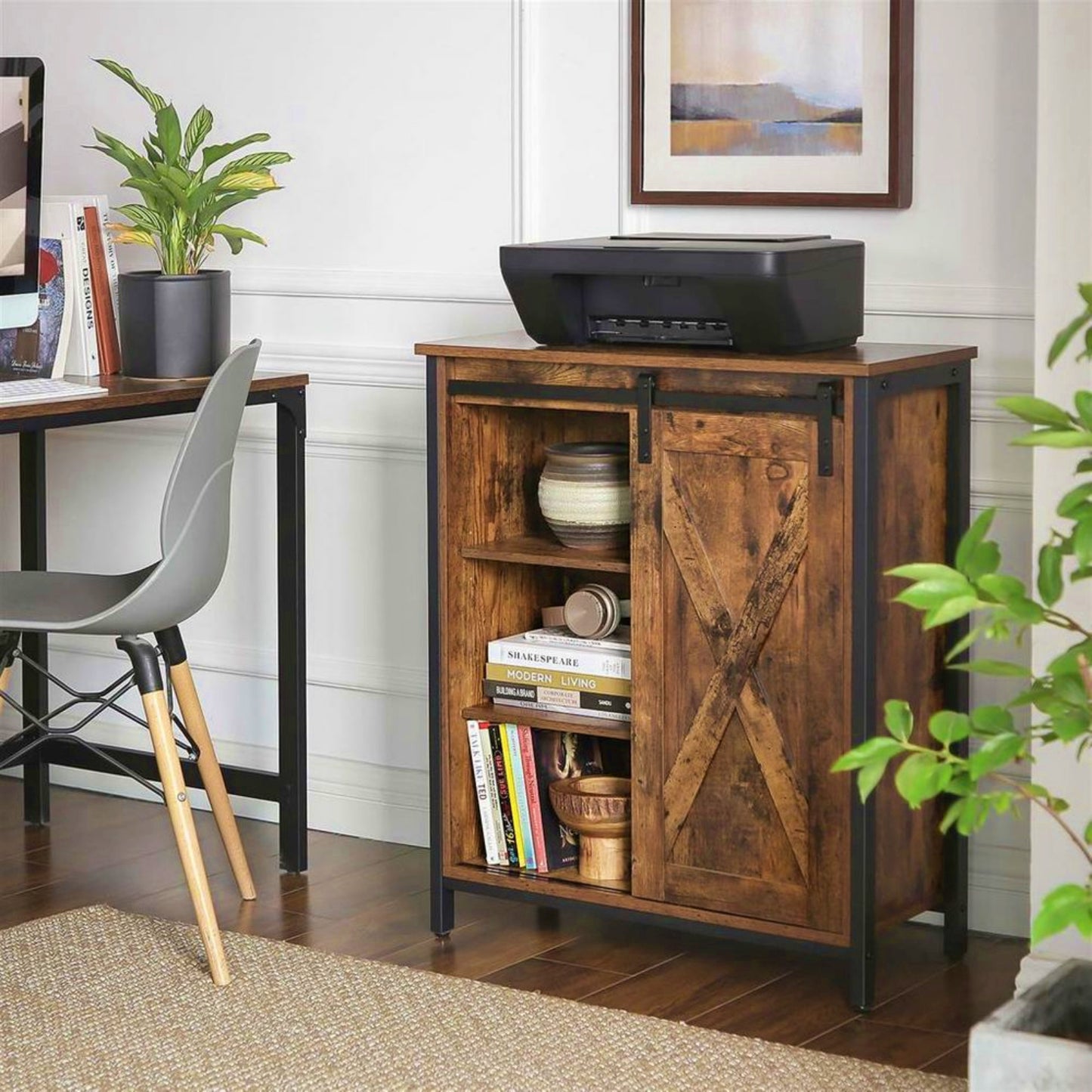 Vintage Industrial Cabinet Rustic Narrow Sideboard Kitchen Bathroom Storage Unit