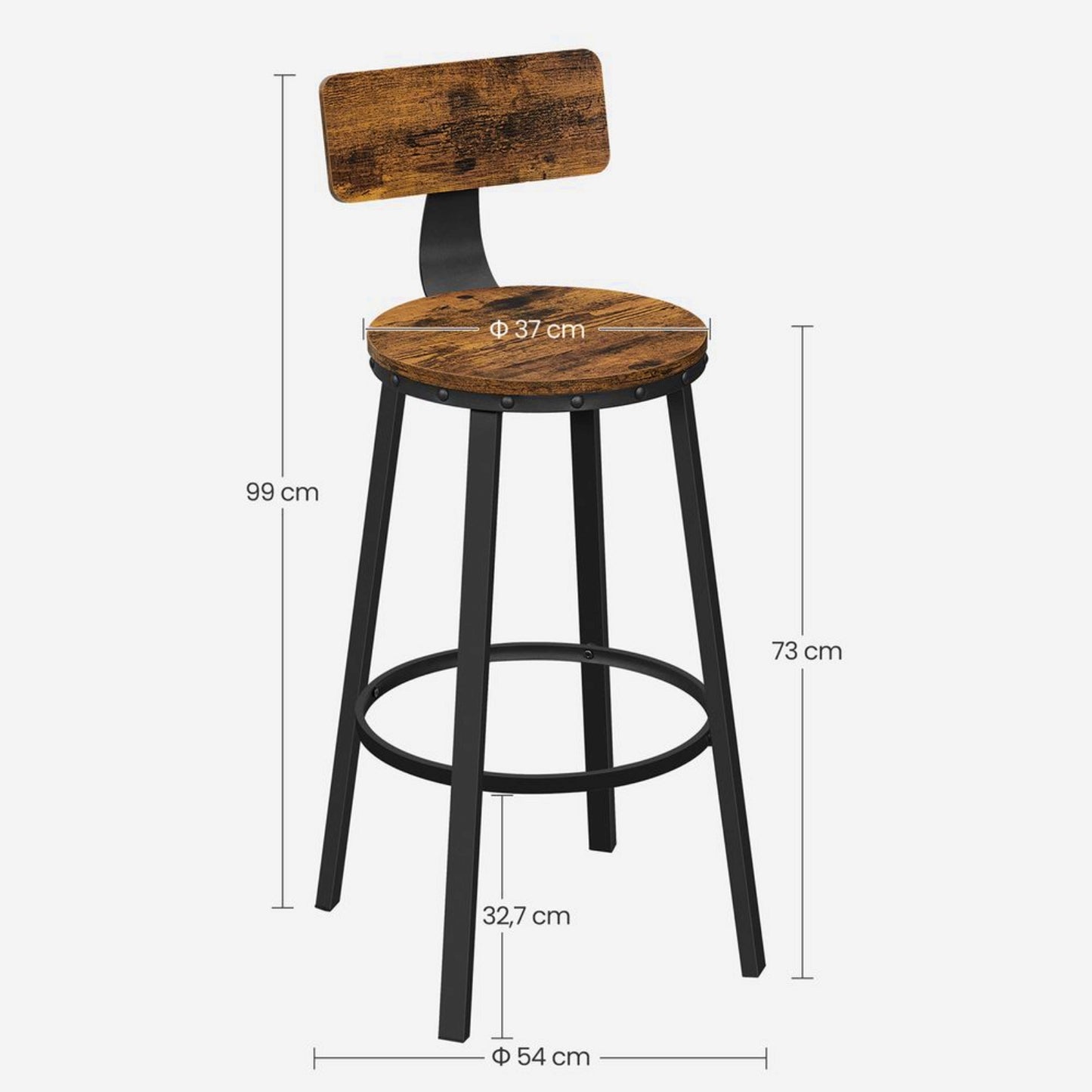 Industrial Bar Stool Set Kitchen Counter Seat Vintage Wood Metal Dining High Seat