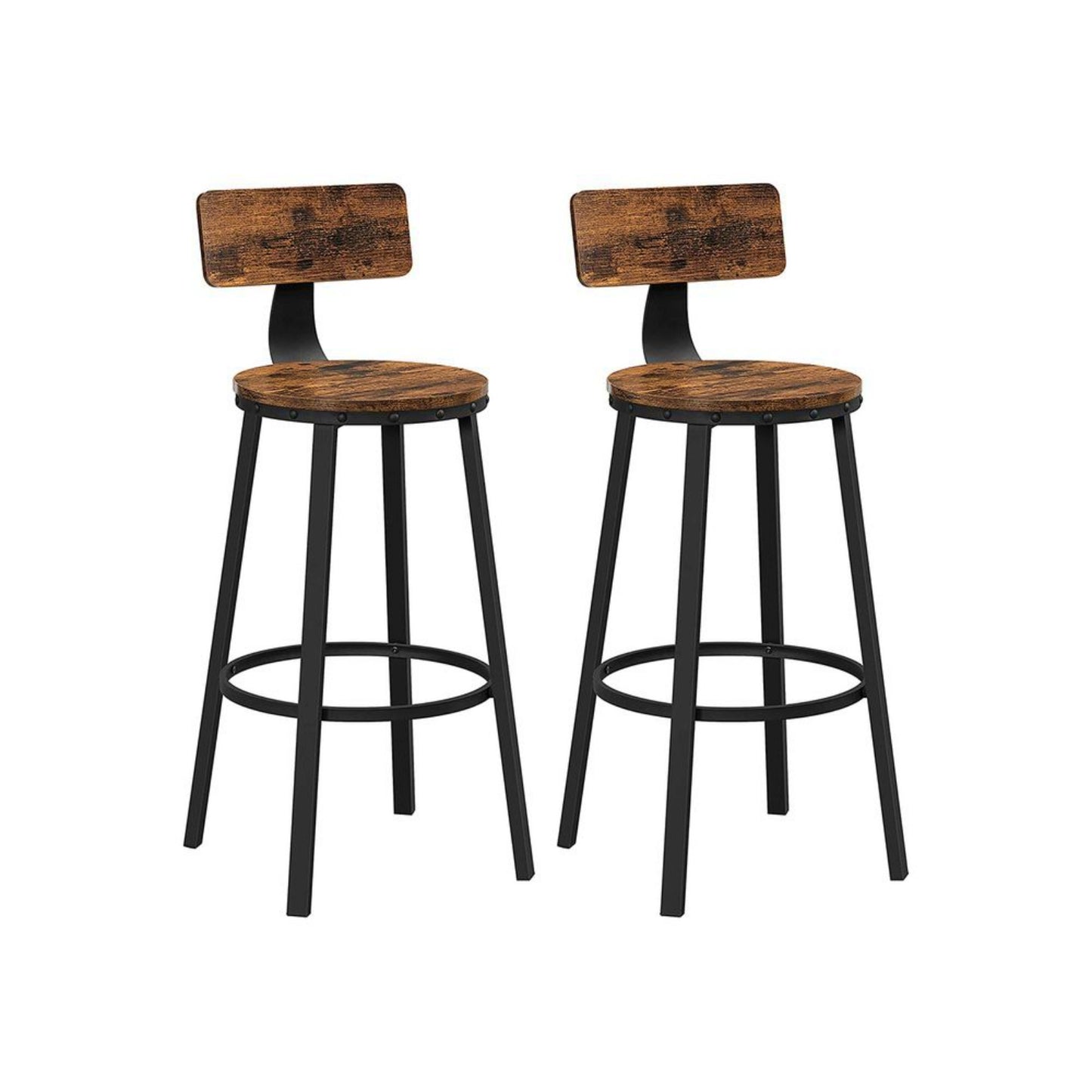 Industrial Bar Stool Set Kitchen Counter Seat Vintage Wood Metal Dining High Seat