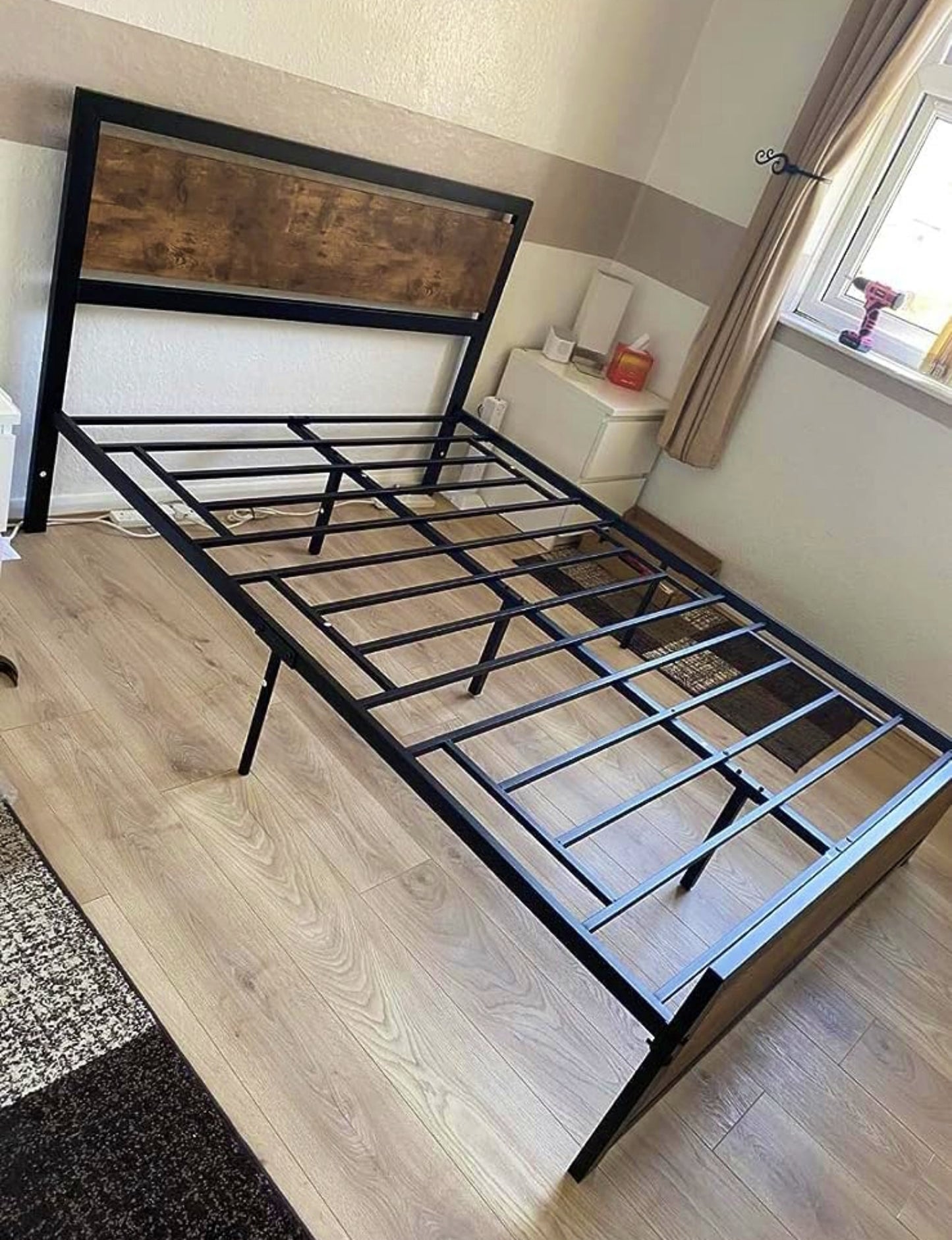 Industrial Bed Frame Metal Vintage Bedstead King Size Headboard Footboard Base