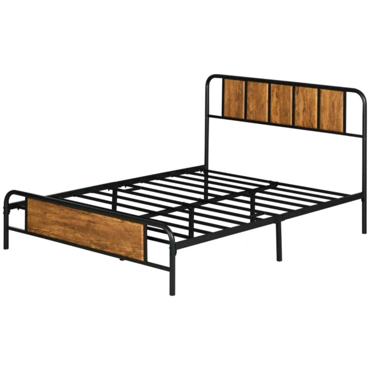 Industrial Bed Frame Metal Vintage Double Bedstead 4ft6 Headboard Footboard Base