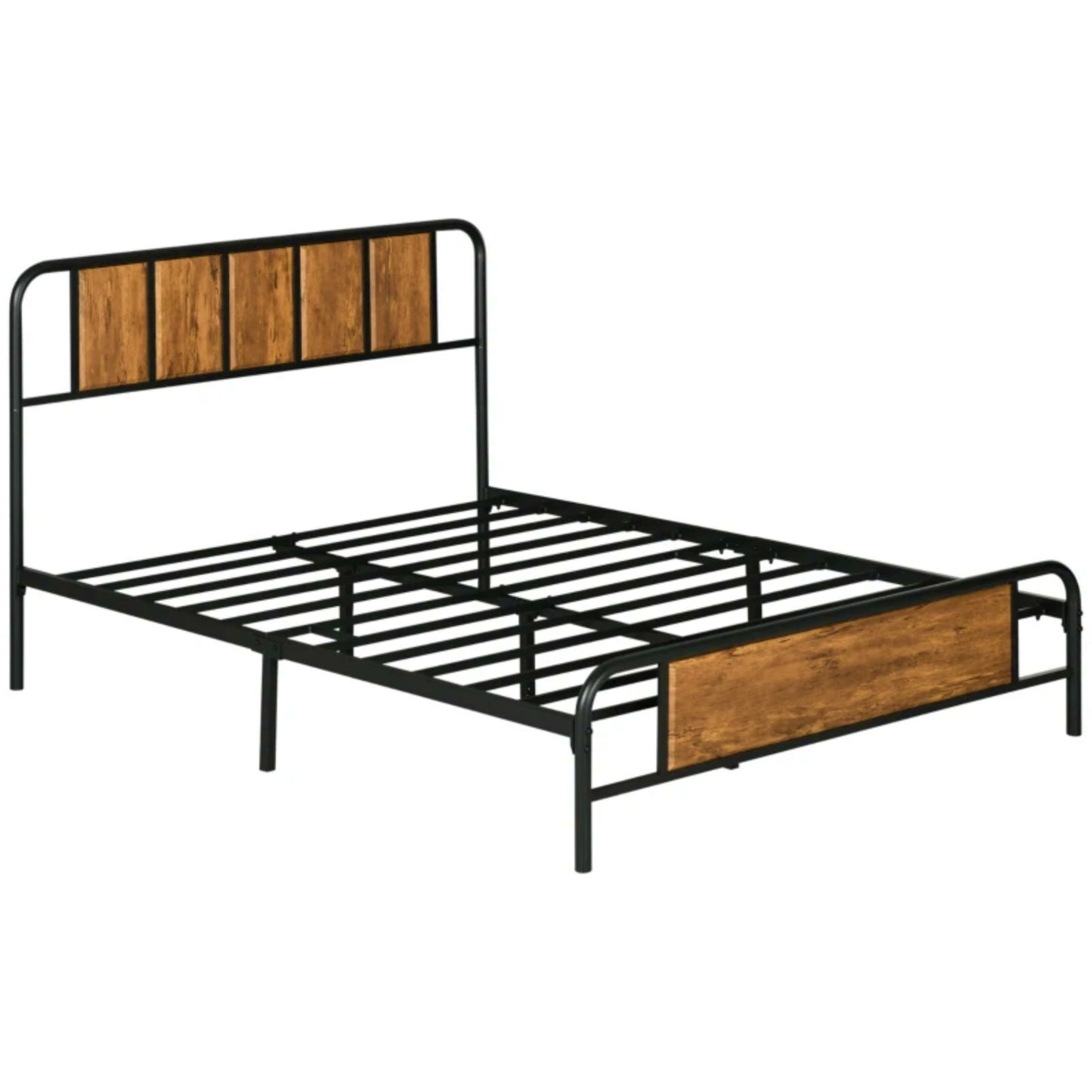 Industrial Bed Frame Metal Vintage Double Bedstead 4ft6 Headboard Footboard Base