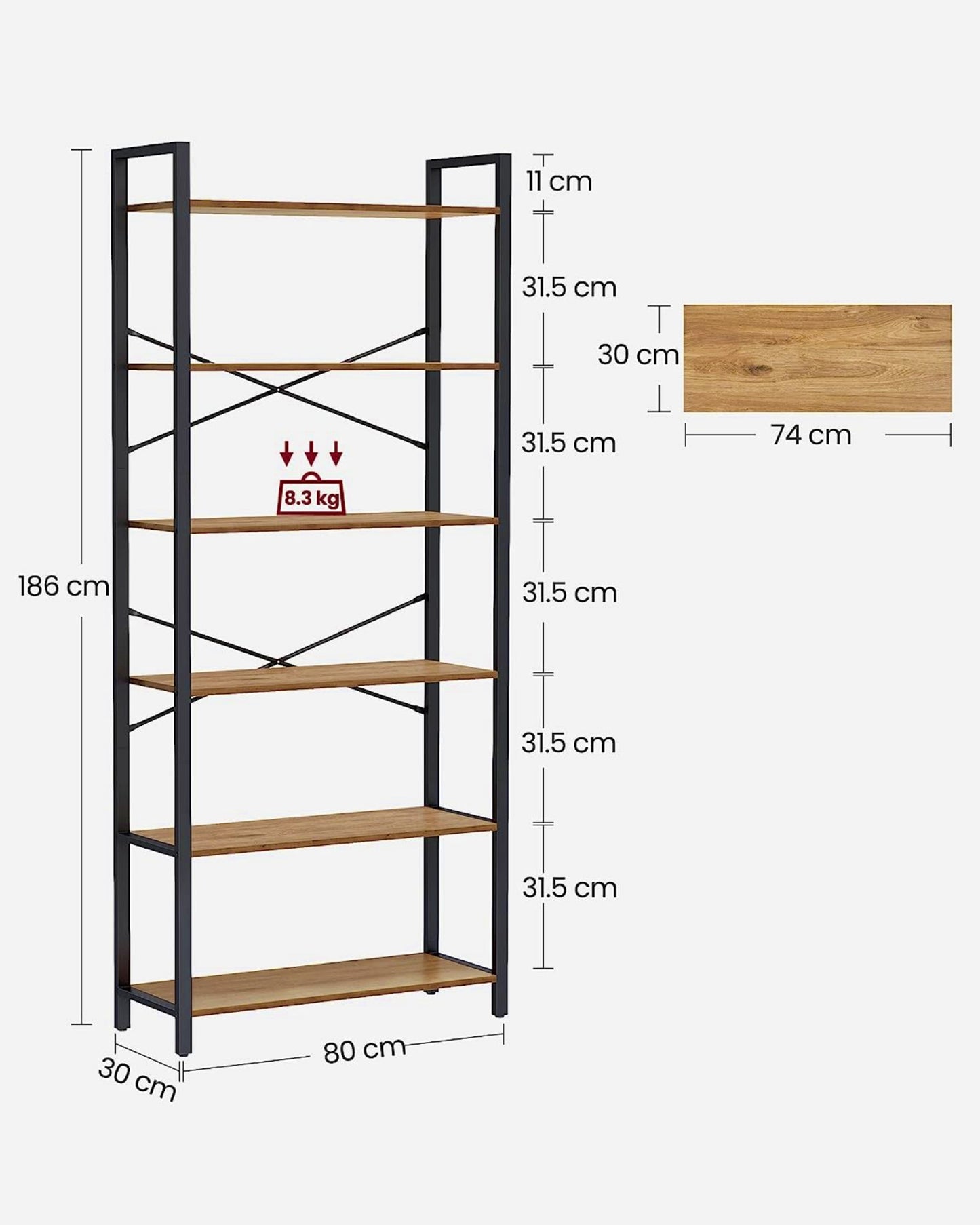 Tall Industrial Bookcase Modern Lounge Cabinet Large Bookshelf Storage Display Unit