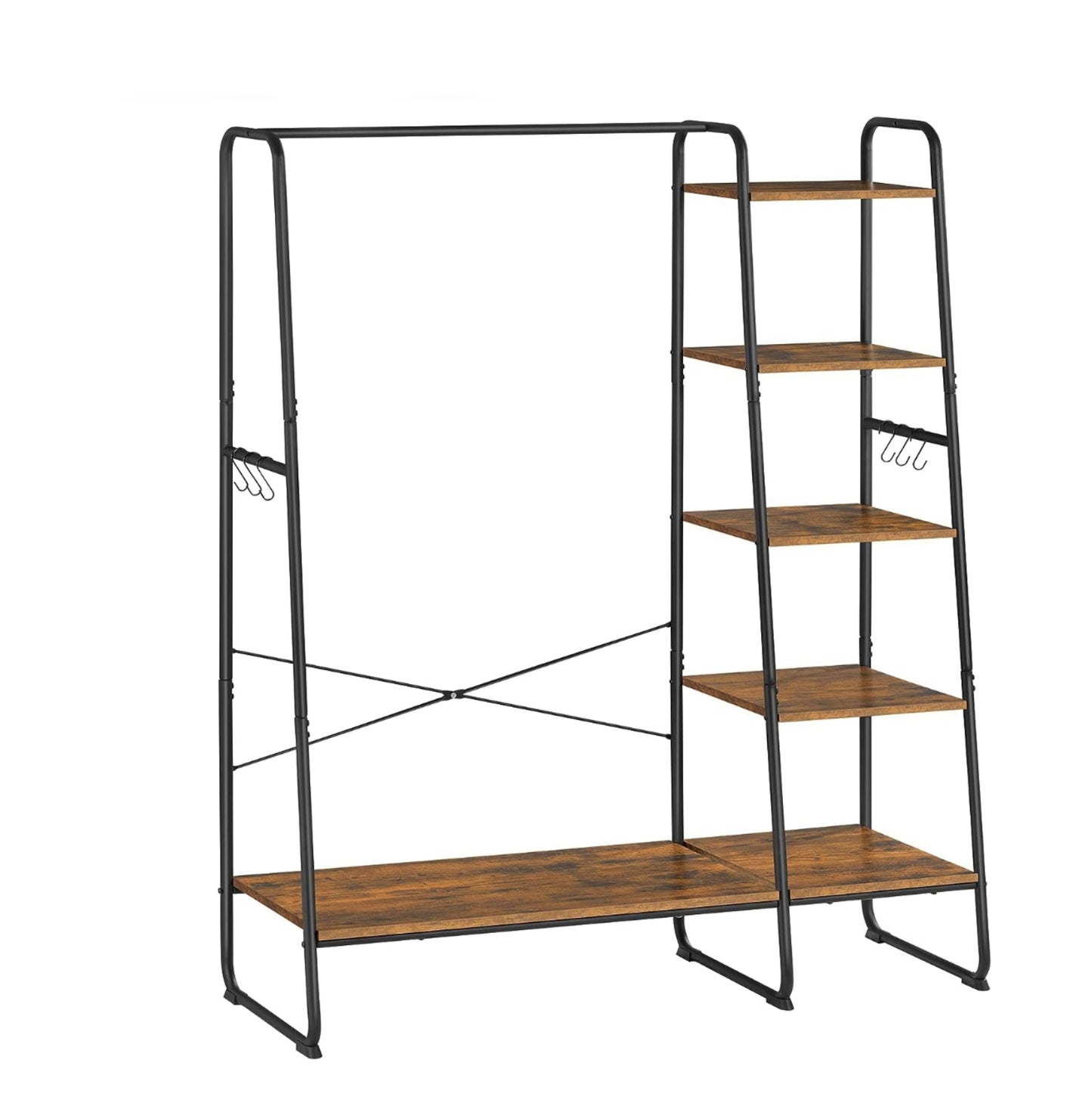 Industrial Clothes Rail Vintage Open Wardrobe Hallway Coat Rack Rustic Shelving Unit Shoe Storage Cabinet