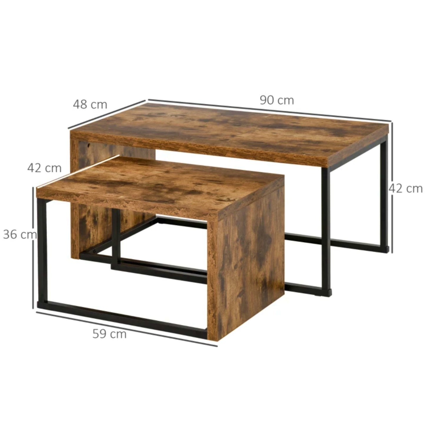 Industrial Coffee Table Set Sofa Side Table Living Room Modern Style Furniture