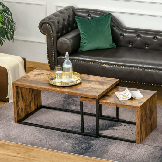 Industrial Coffee Table Set Sofa Side Table Living Room Modern Style Furniture