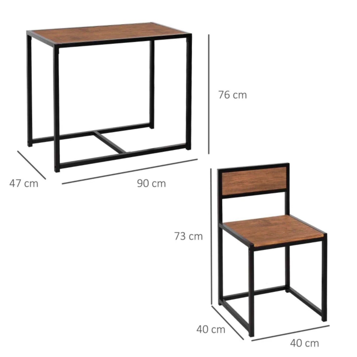 Industrial Dining Table Set 2 Seater Kitchen Chair Rustic Home Breakfast Bar Unit