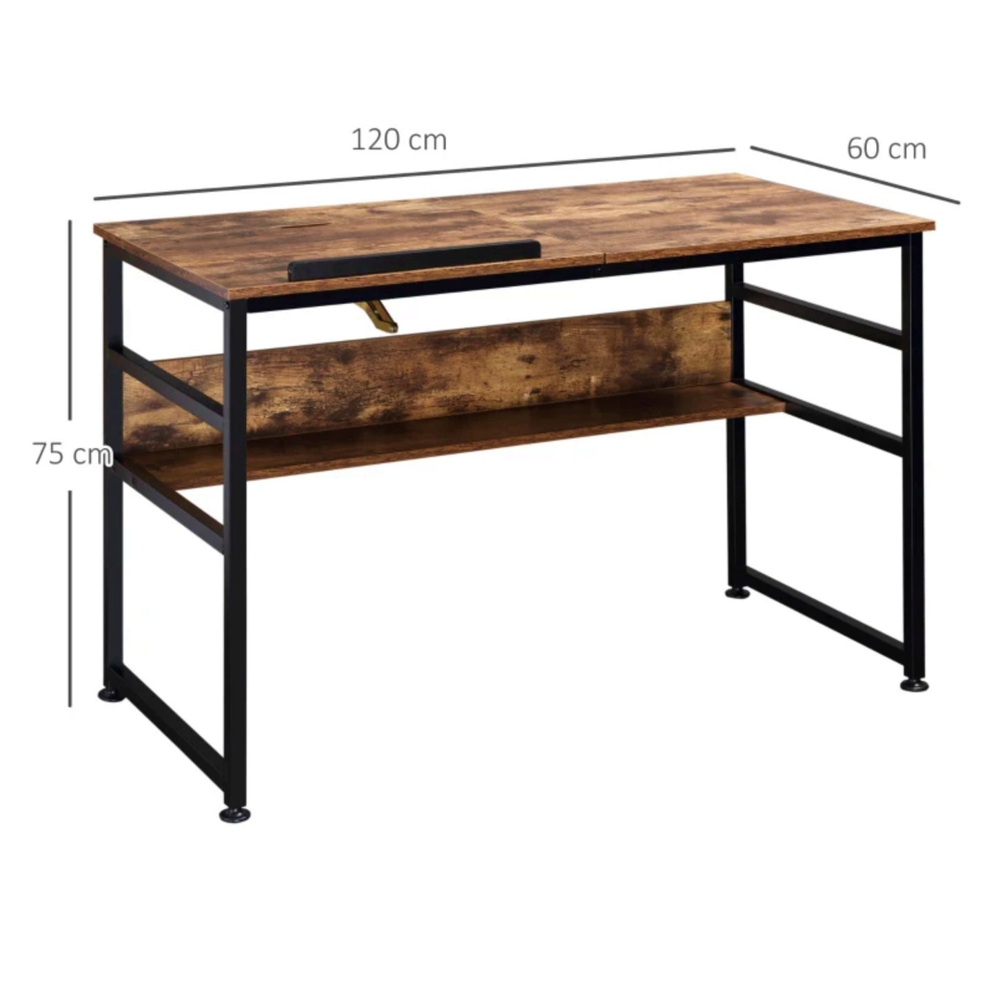 Industrial Drawing Desk Vintage Tilting Top Metal Writing Laptop Storage Unit