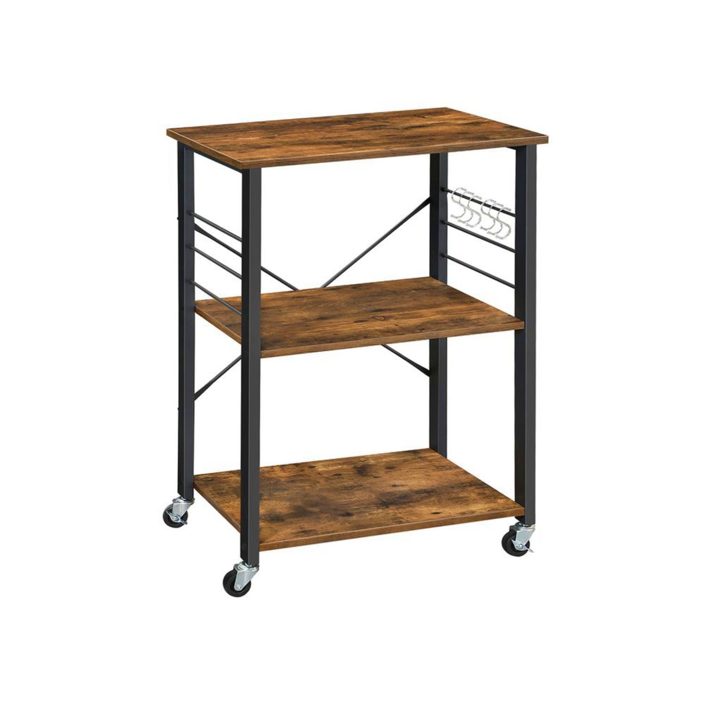 Industrial Kitchen Trolley Rustic Bar Storage Cart Lounge Serving Shelving Unit