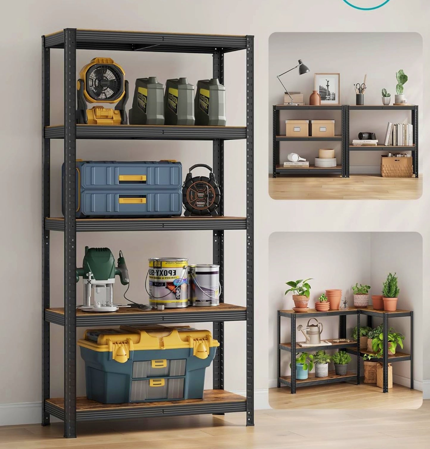 Industrial Shelving Unit Large Metal Bookcase Garage Adjustable Storage Stand