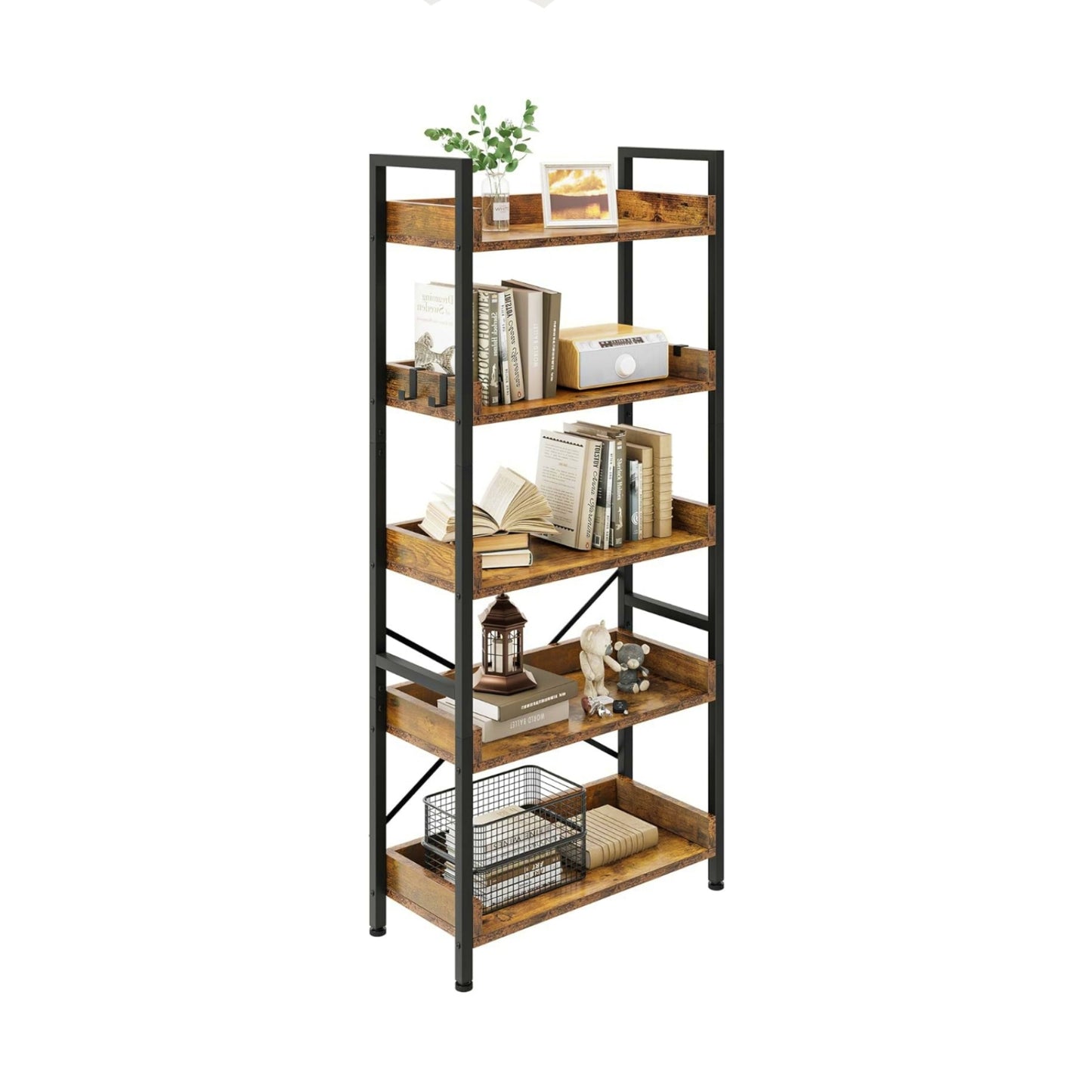 Industrial Shelving Unit Vintage Home Office Bookcase Rustic Narrow Storage Cabinet