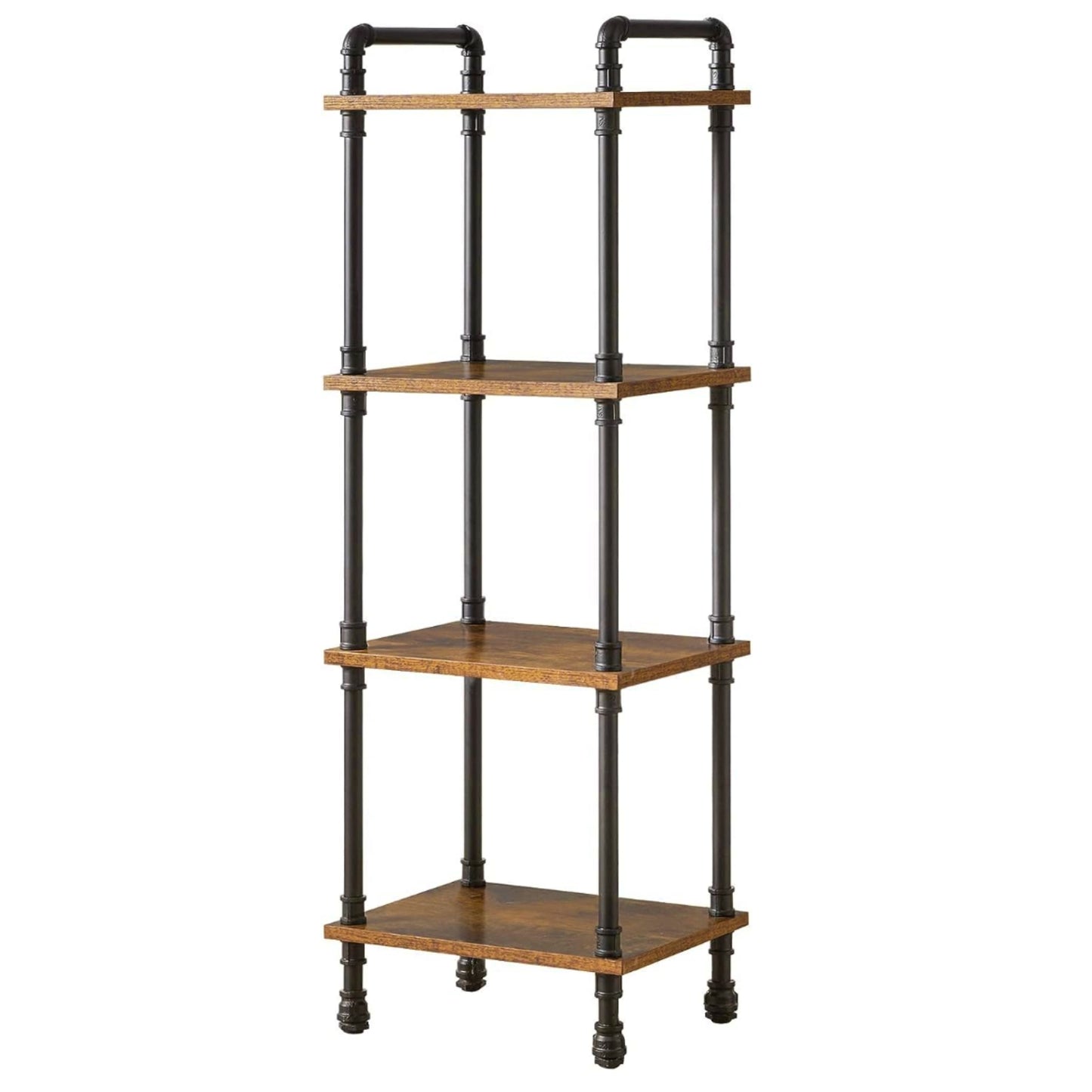 Industrial Vintage Bookcase 4 Tier Narrow Shelving Unit Rustic Storage Bookshelf