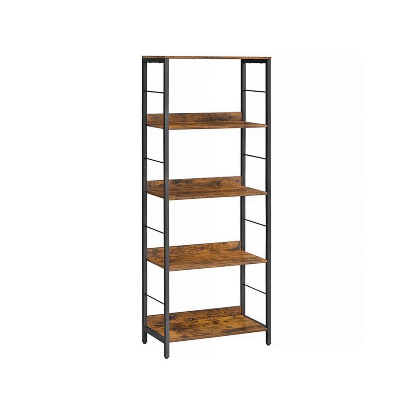 Industrial Vintage Bookcase 5 Tier Rustic Shelving Unit Wood Metal Plant Storage Stand