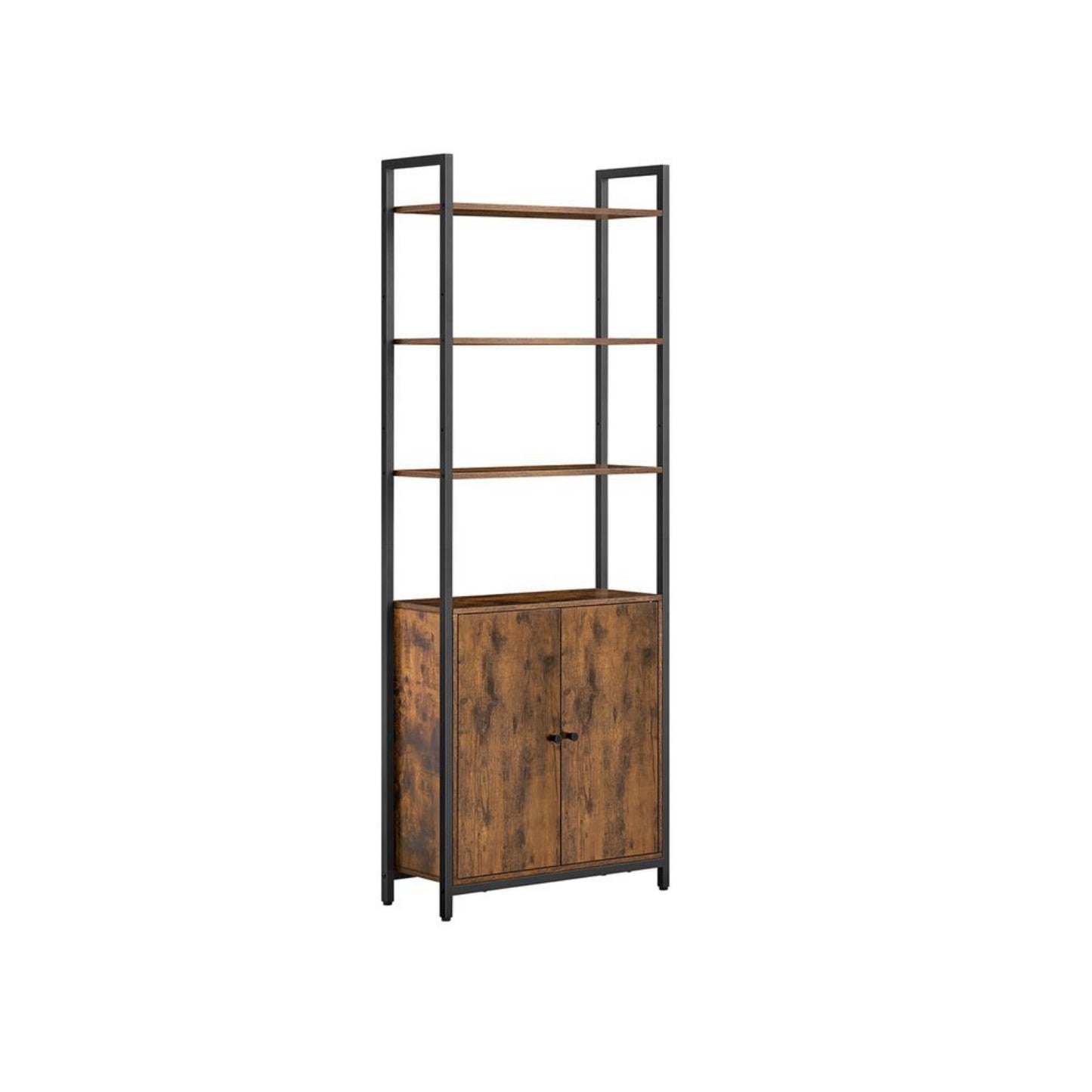 Industrial Storage Cabinet Vintage Tall Bookcase Rustic Bookshelf Kitchen Cupboard With Doors Home Office Furniture