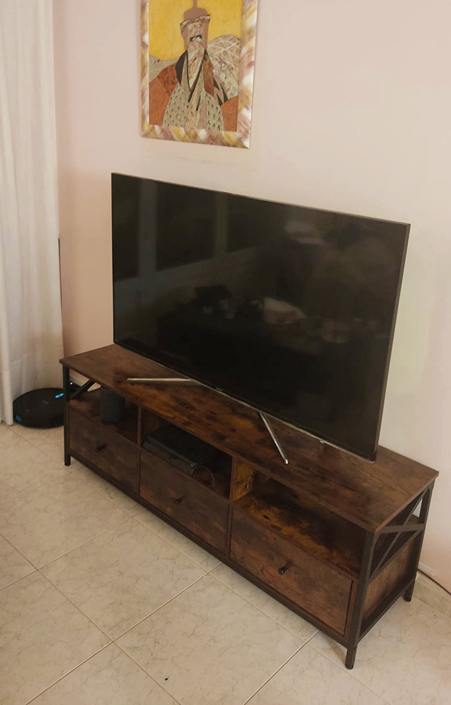 Industrial TV Stand Large Media Storage Cabinet Living Room Low Console Table