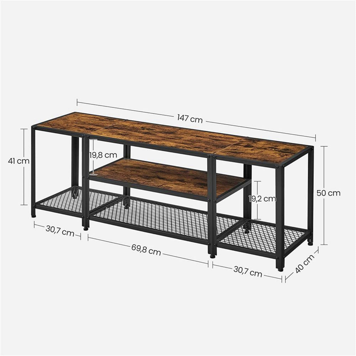 Industrial TV Stand Large Media Storage Cabinet Metal Rustic Lounge Console Table