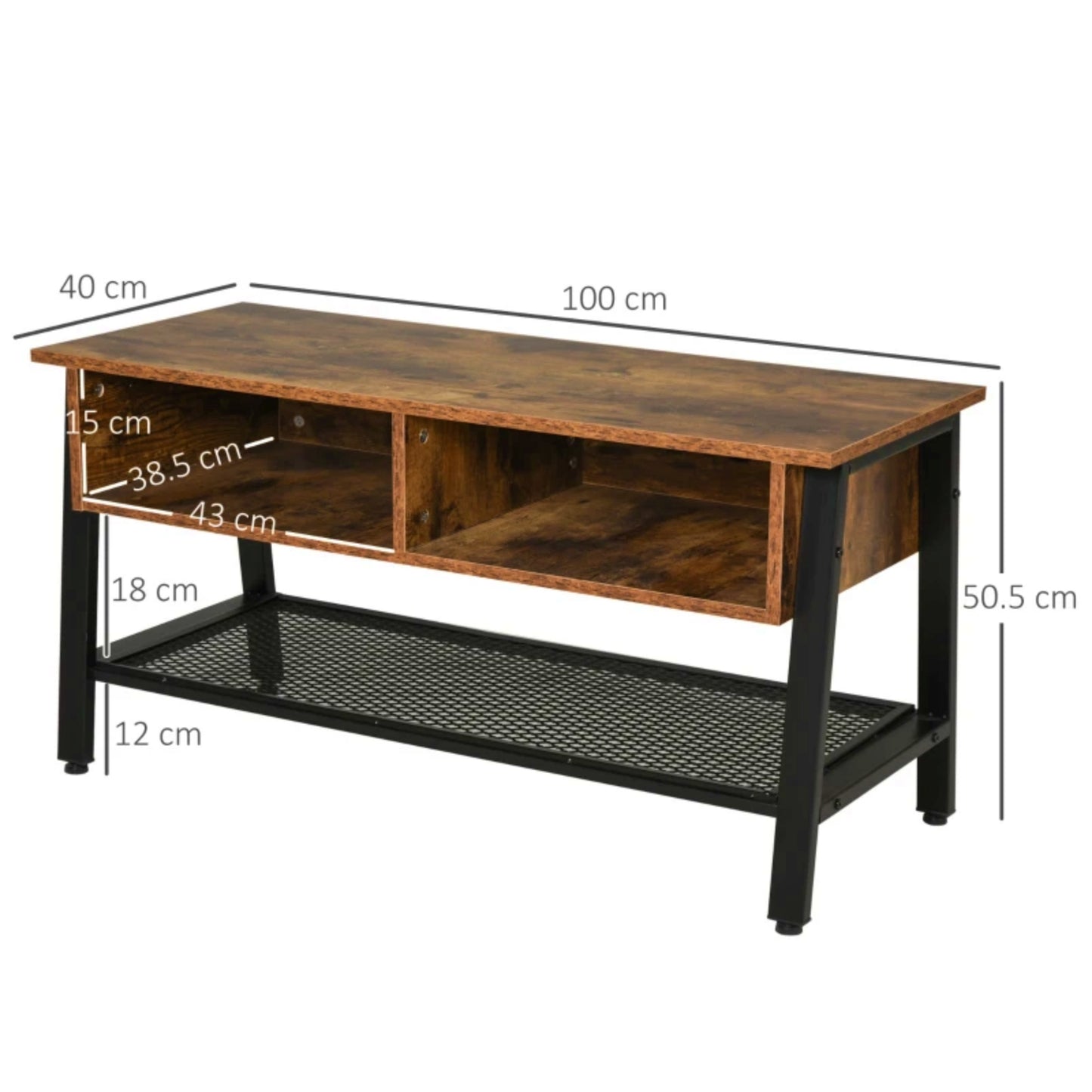 Industrial TV Stand Vintage Display Cabinet Media Storage Unit Living Room Console Table