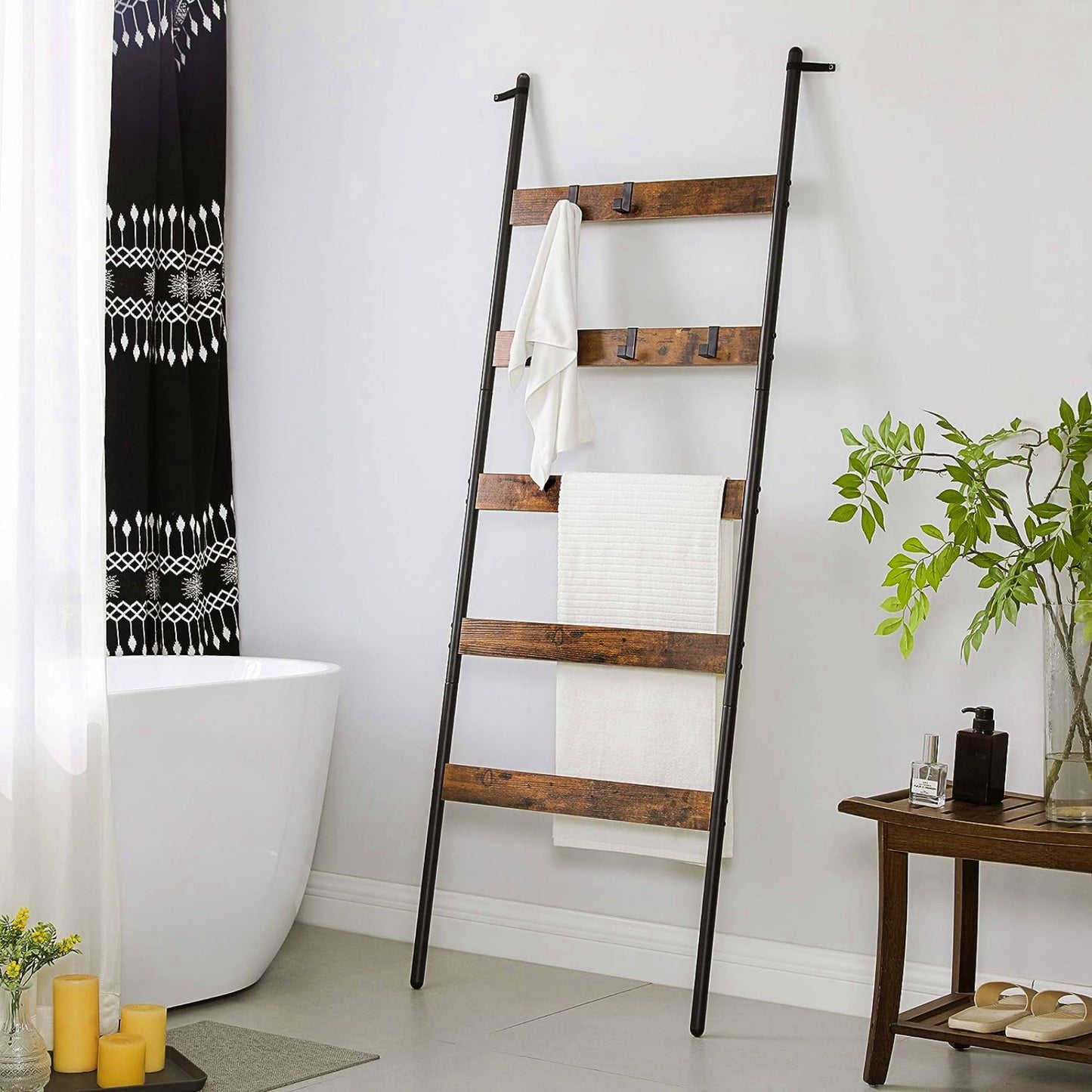 Industrial Ladder Towel Rack Bedroom Linen Storage Hallway Modern Clothes Rail